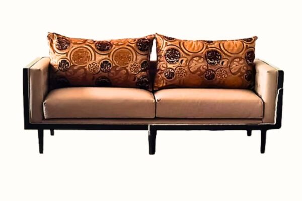 Modern sofa with channel tufting and nailhead accents