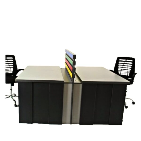 Dual workstation setup with office partition panels – sold as single units