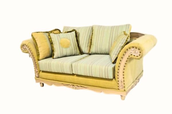 Elegant luxury sofa set with gold accents in a modern living room