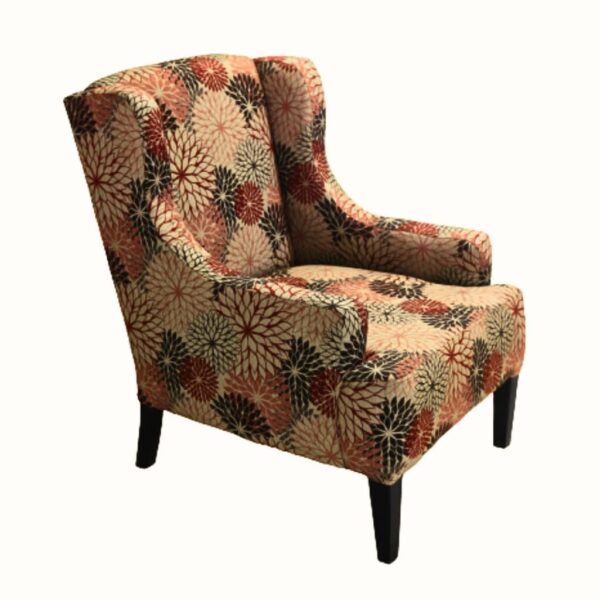 Classic wingback upholstered accent chair with wooden legs