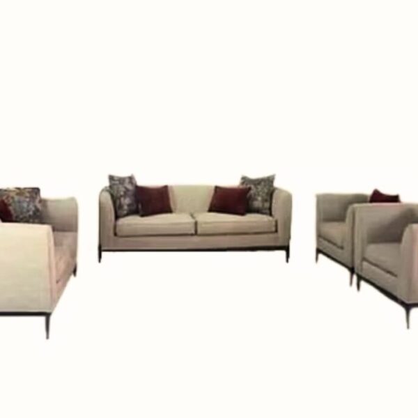 Modern sofa and armchair set with decorative pillows