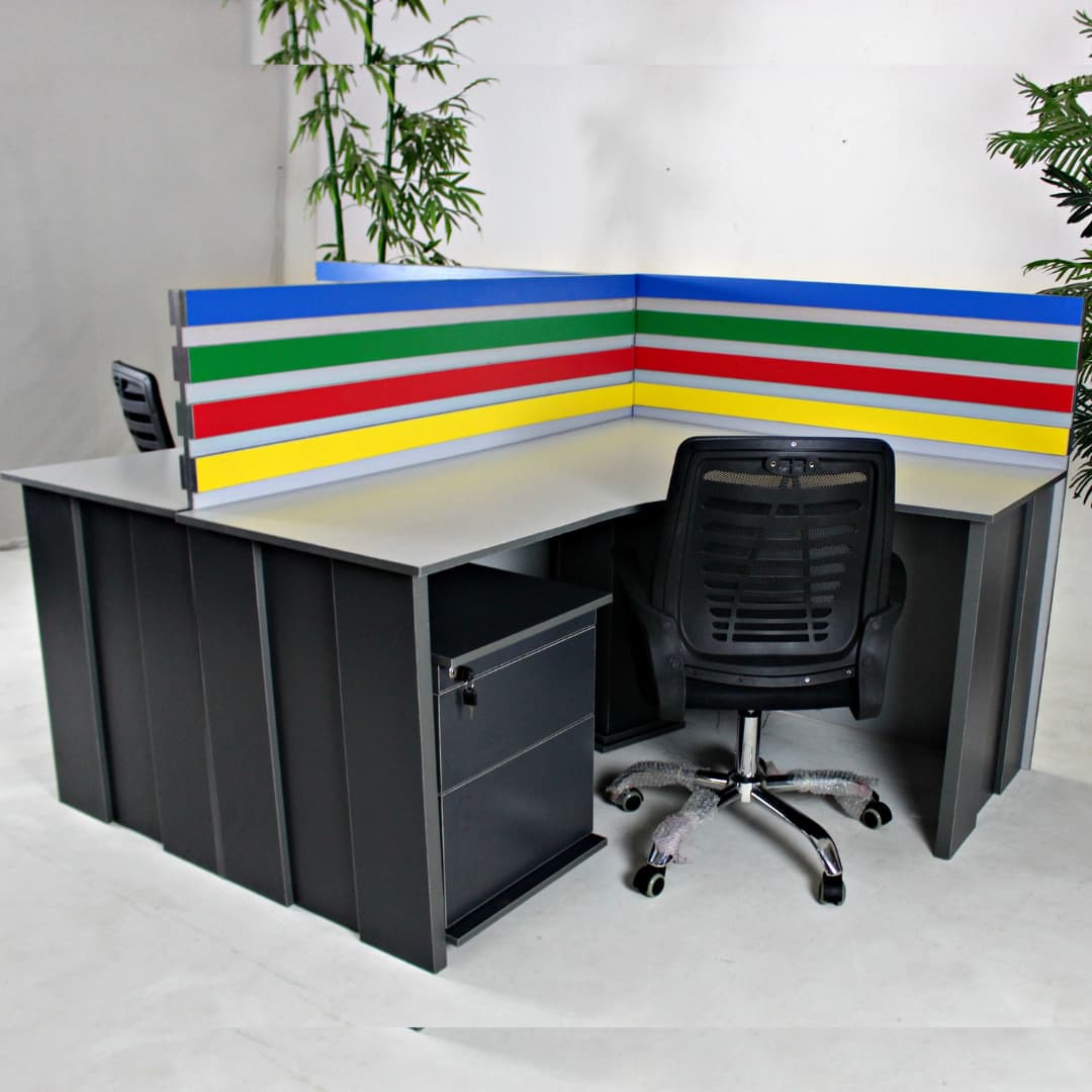 Colorful office desk partition for privacy and focus