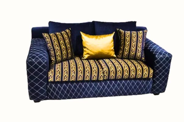 Stylish modern sofa set with quilted design and accent pillows