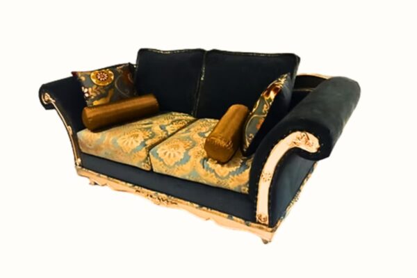 Elegant luxury sofa set with gold accents in a modern living room