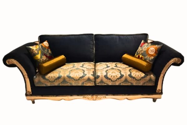 Elegant luxury sofa set with gold accents in a modern living room