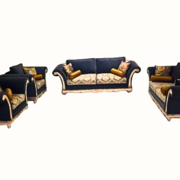 Elegant luxury sofa set with gold accents in a modern living room