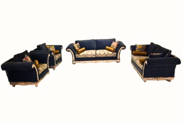 Elegant luxury sofa set with gold accents in a modern living room
