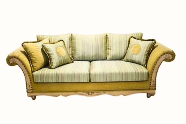 Elegant luxury sofa set with gold accents in a modern living room