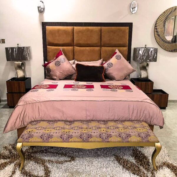 Picture framed cubed padded headboard